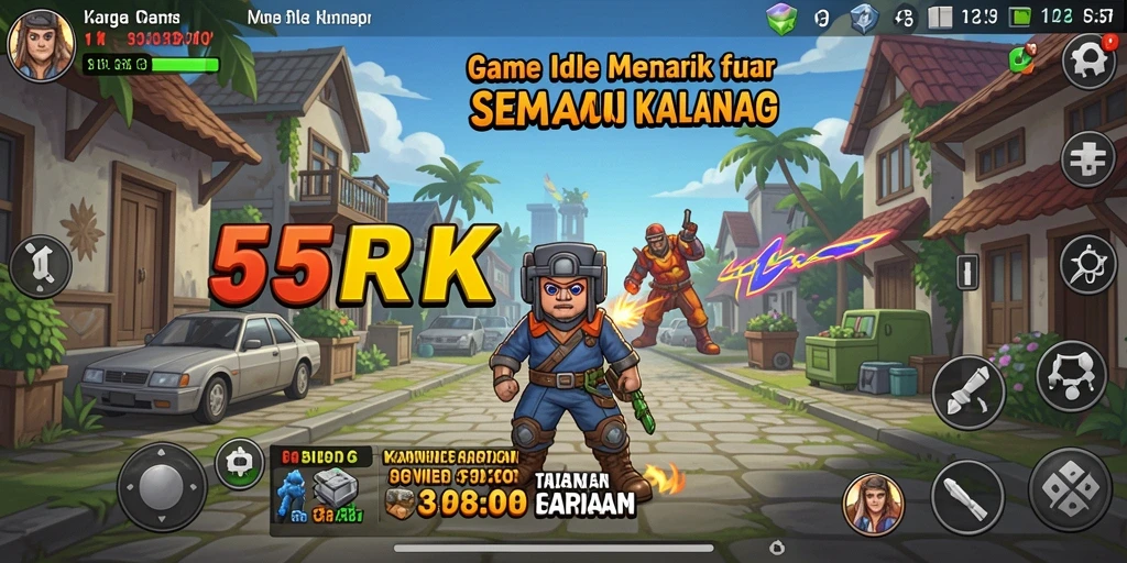 Tampilan gameplay menarik dari 55RK dengan mekanisme Idle.