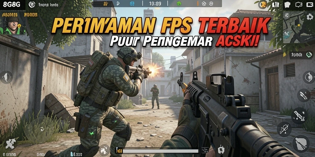 Screenshot gameplay 8G8G dengan aksi menembak yang intens.