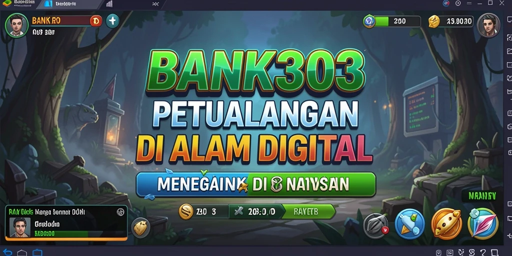 Screenshot utama BANK303 menampilkan eksplorasi petualangan mendebarkan.