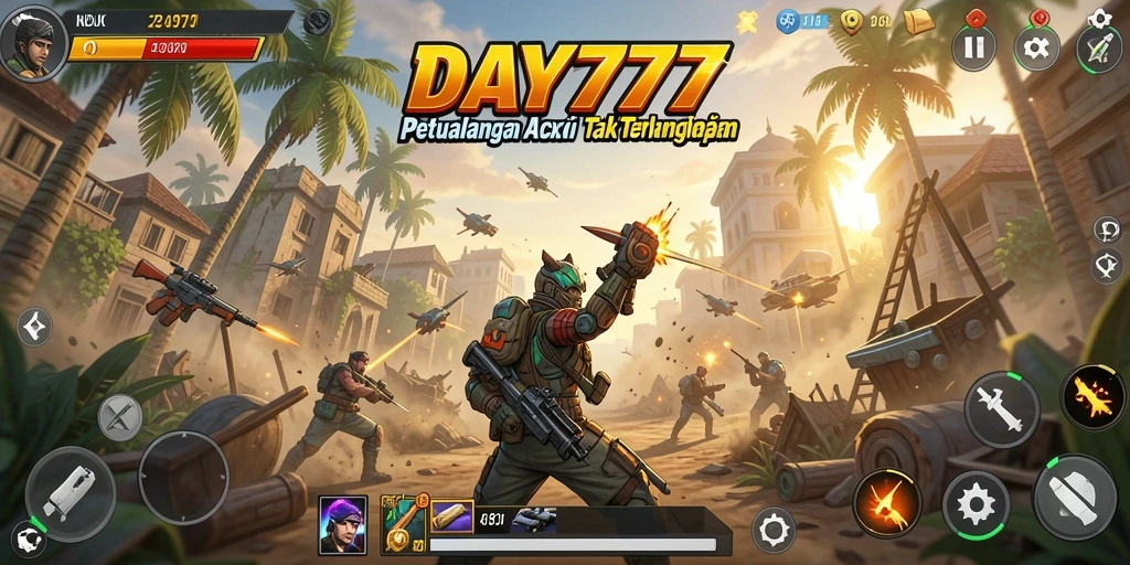 Tampilan aksi mendebarkan dalam gameplay DAY777.