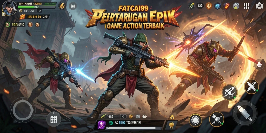 Tampilan gameplay seru dalam FATCAI99 dengan aksi pertempuran mendebarkan.