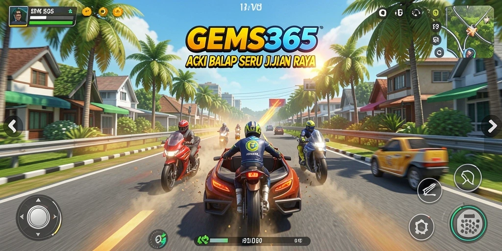 Tampilan gameplay balap yang mendebarkan di GEMS365.