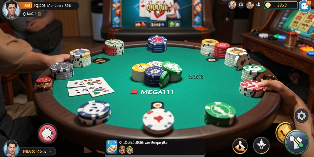Tampilan screenshot utama MEGA111 menampilkan gameplay QiuQiu yang menarik.