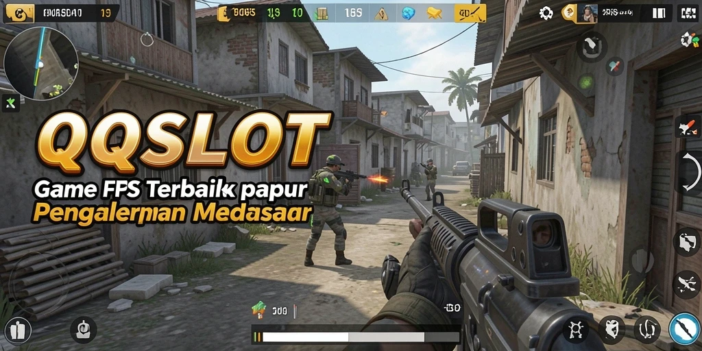 Screenshot menunjukkan aksi mendebarkan dalam gameplay FPS QQSLOT.