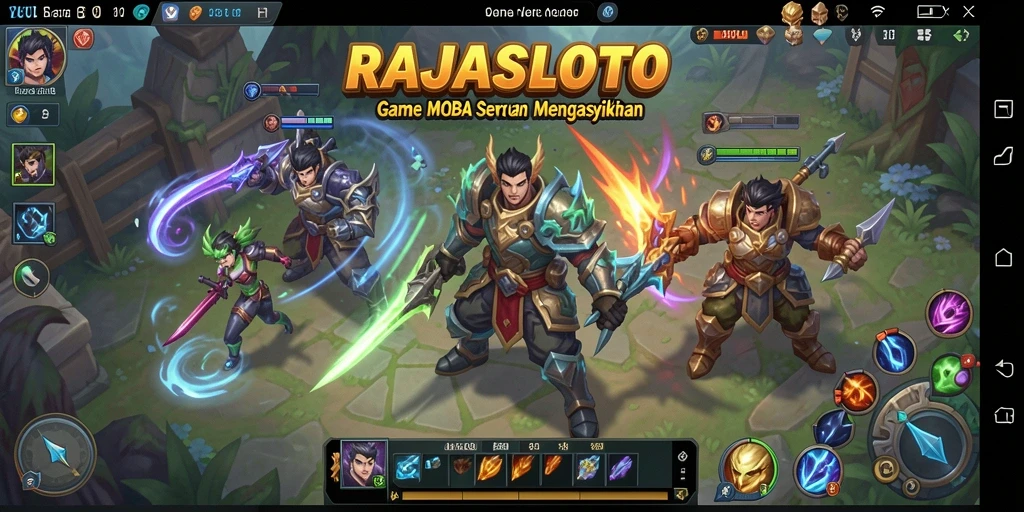 Tampilan gameplay seru dalam RAJASLOTO dengan aksi MOBA yang menarik.